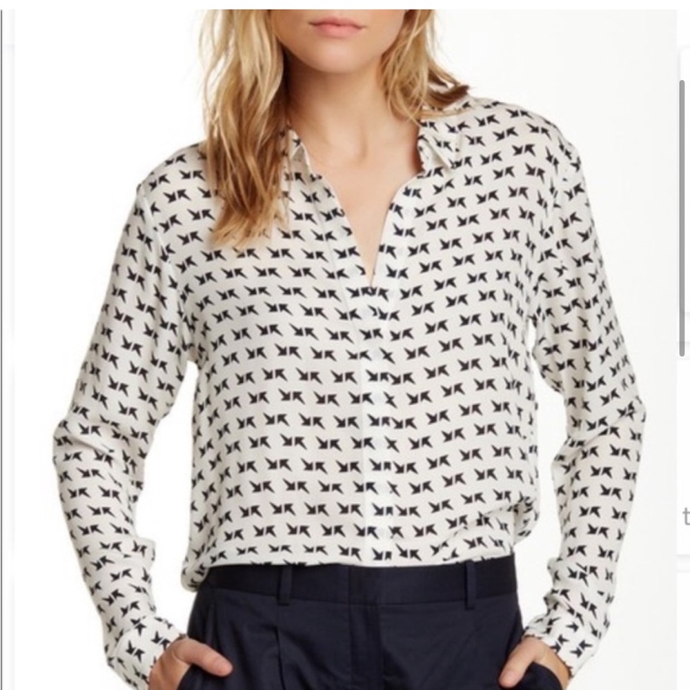 Theory Aquilina B Arrow Print Shirt Size Large workwear professional top graphic